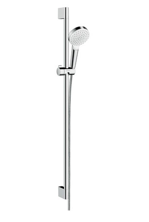 Hansgrohe-HG-Brausenset-Crometta-1jet-EcoSmart-9-l-min-Unica-900mm-weiss-chrom-26539400 gallery number 1